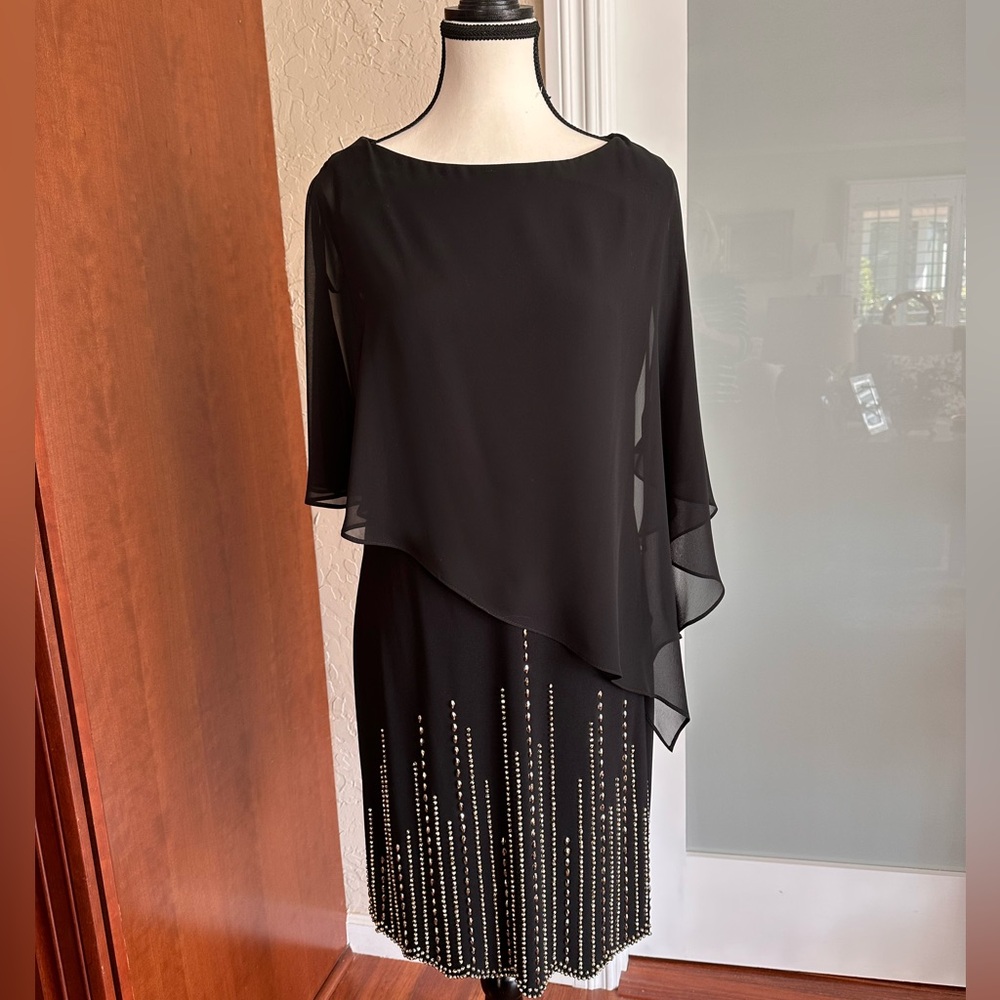 Xscape, Pretty sheer/jersey black cocktail dress size 6